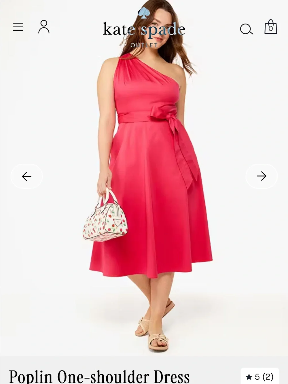 kate spade Poplin One Shoulder Dress Lined Zip Knee Length Size 6 - Picture 11 of 12